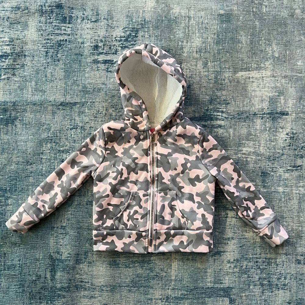 Freestyle Pink Gray Full Zip Camoflauge Hooded Jacket 4T
